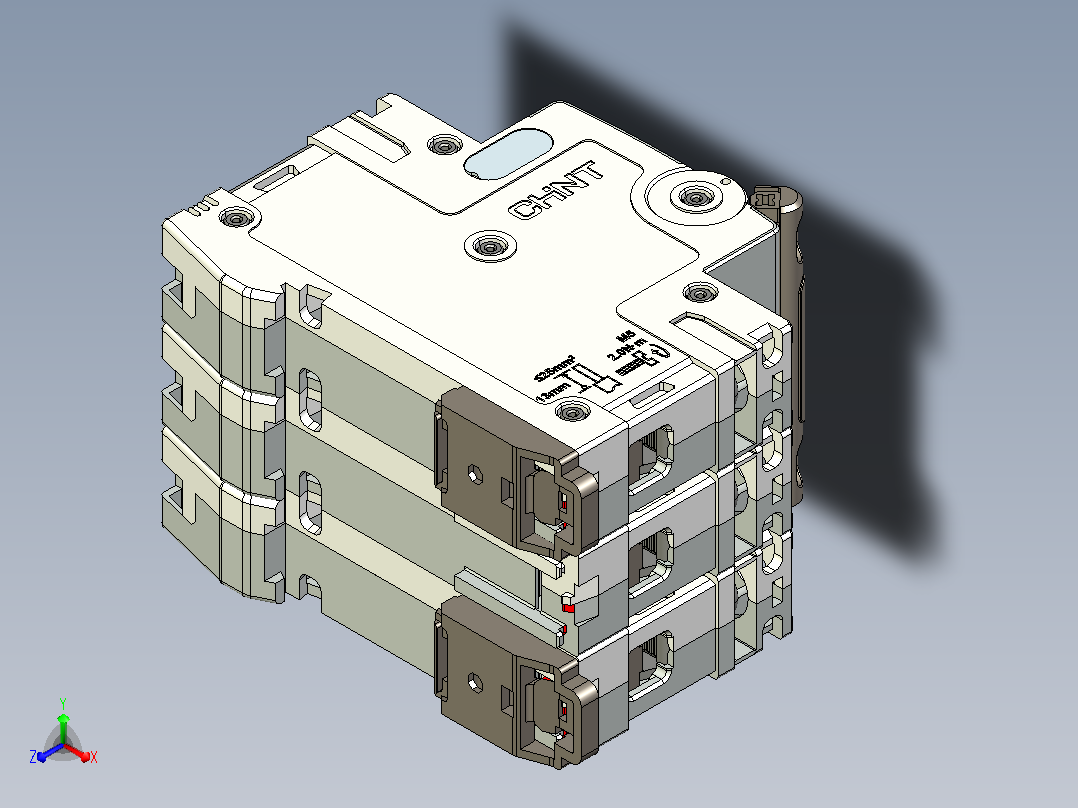NB8-63H_3P小型断路器三维模型202306主视图