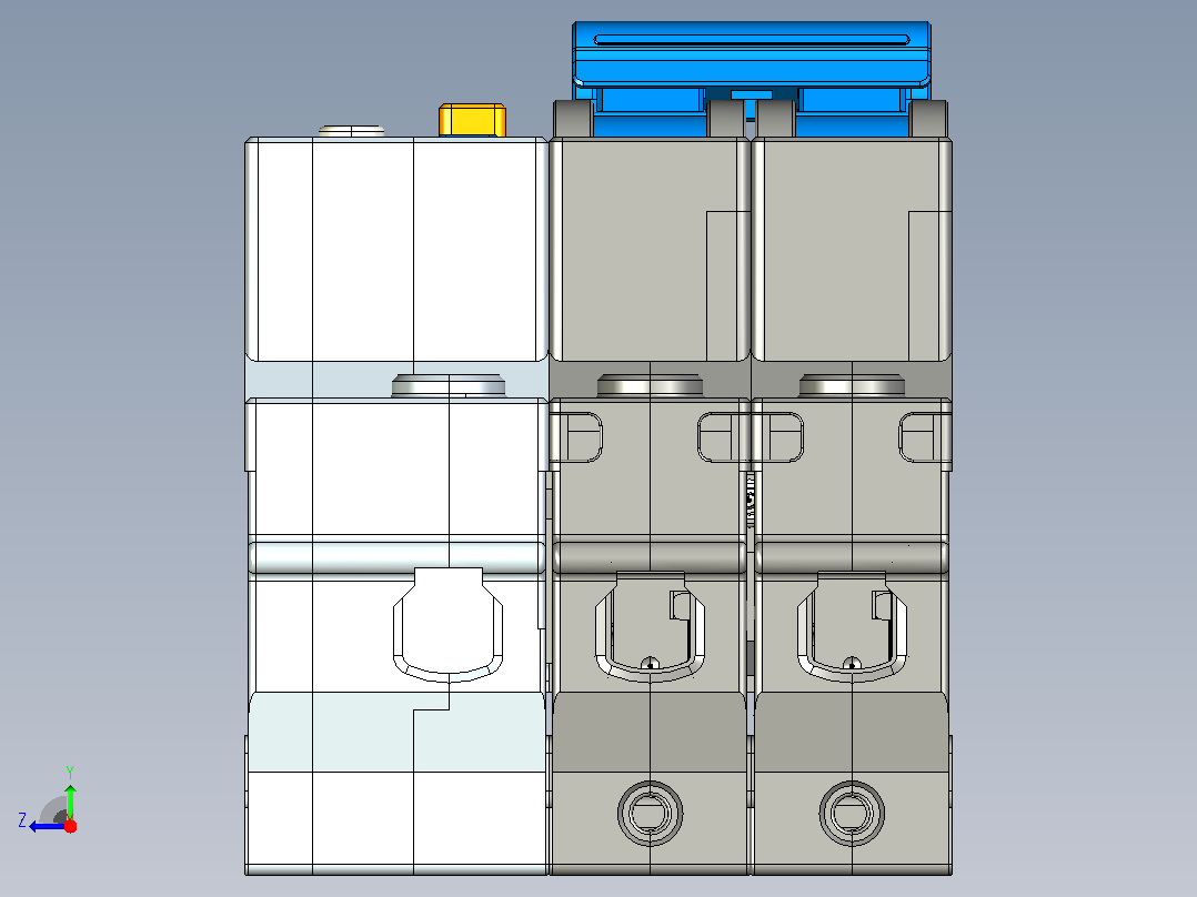 NBPLE-32D 2P剩余电流动作断路器三维模型202010右视图