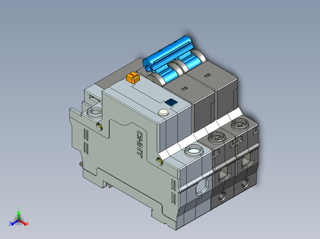 NBPLE-32D 2P剩余电流动作断路器三维模型202010正等轴测图