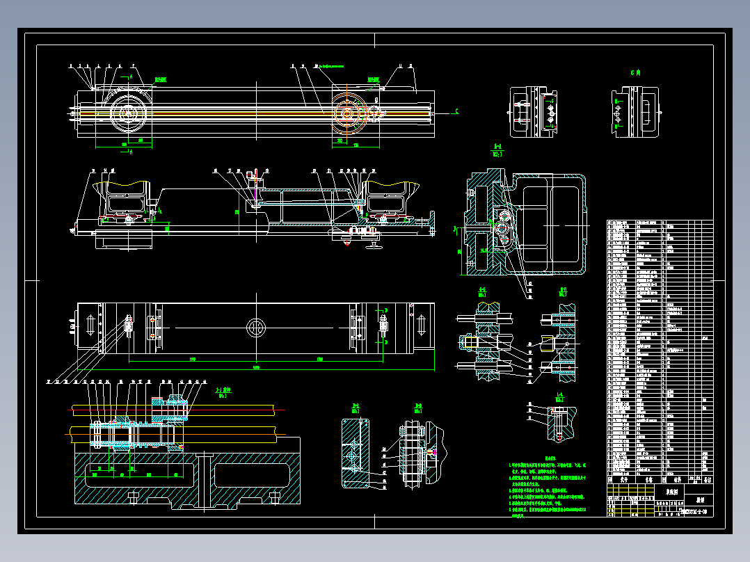 BXM2031C龙门刨（床身、横梁、工作台三张部装图）