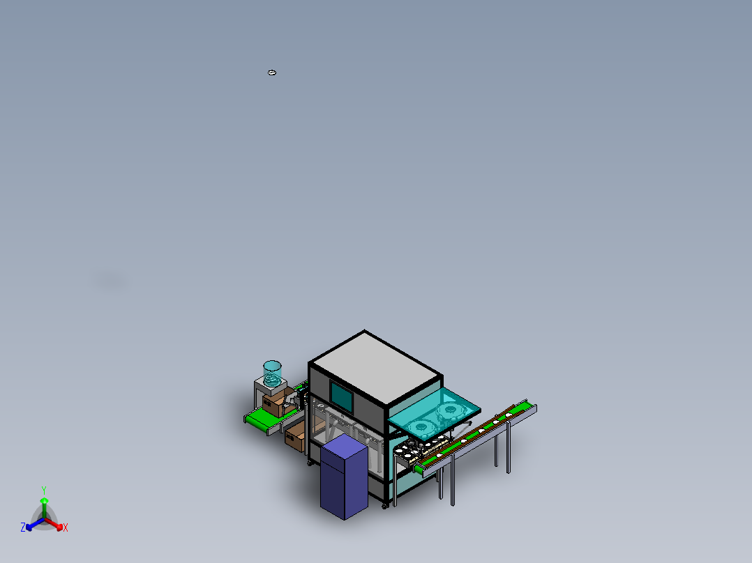 双机械手抓料激光打码出料机sw18可编辑正等轴测图