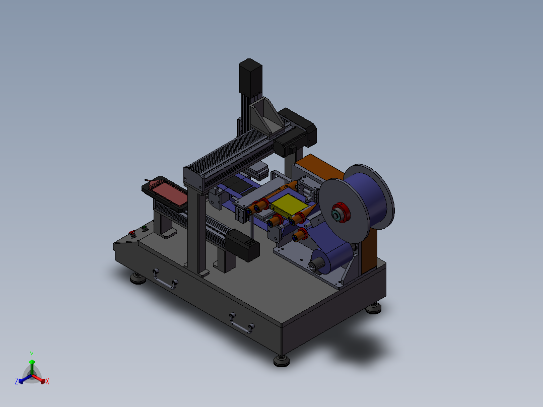 桌面式手机贴膜机3D图纸H506 自动正等轴测图