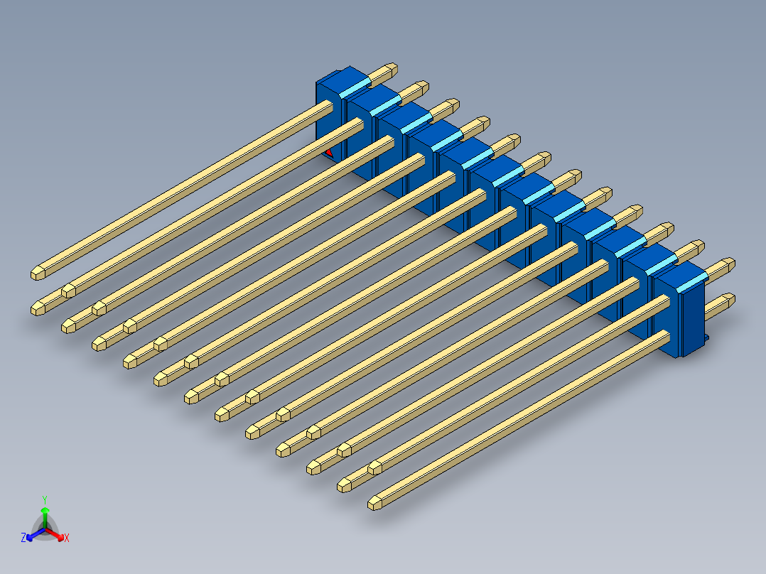 彩色公头100mil（2.54mm）系列-DS1021_blue_2x12p_100mil_Type43_rev1.0主视图