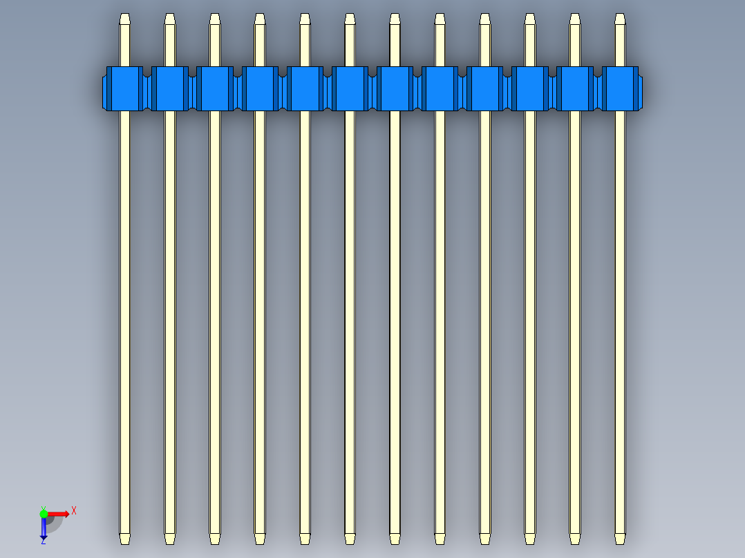 彩色公头100mil（2.54mm）系列-DS1021_blue_2x12p_100mil_Type43_rev1.0俯视图