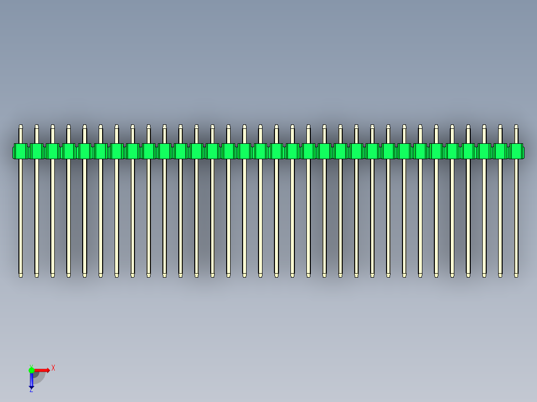彩色公头100mil（2.54mm）系列-DS1021_green_1x32p_100mil_Type19_rev1.0俯视图