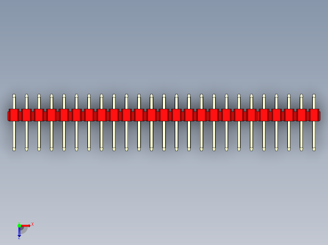 彩色公头100mil（2.54mm）系列-DS1021_red_3x25p_100mil_Type1_rev1.0俯视图