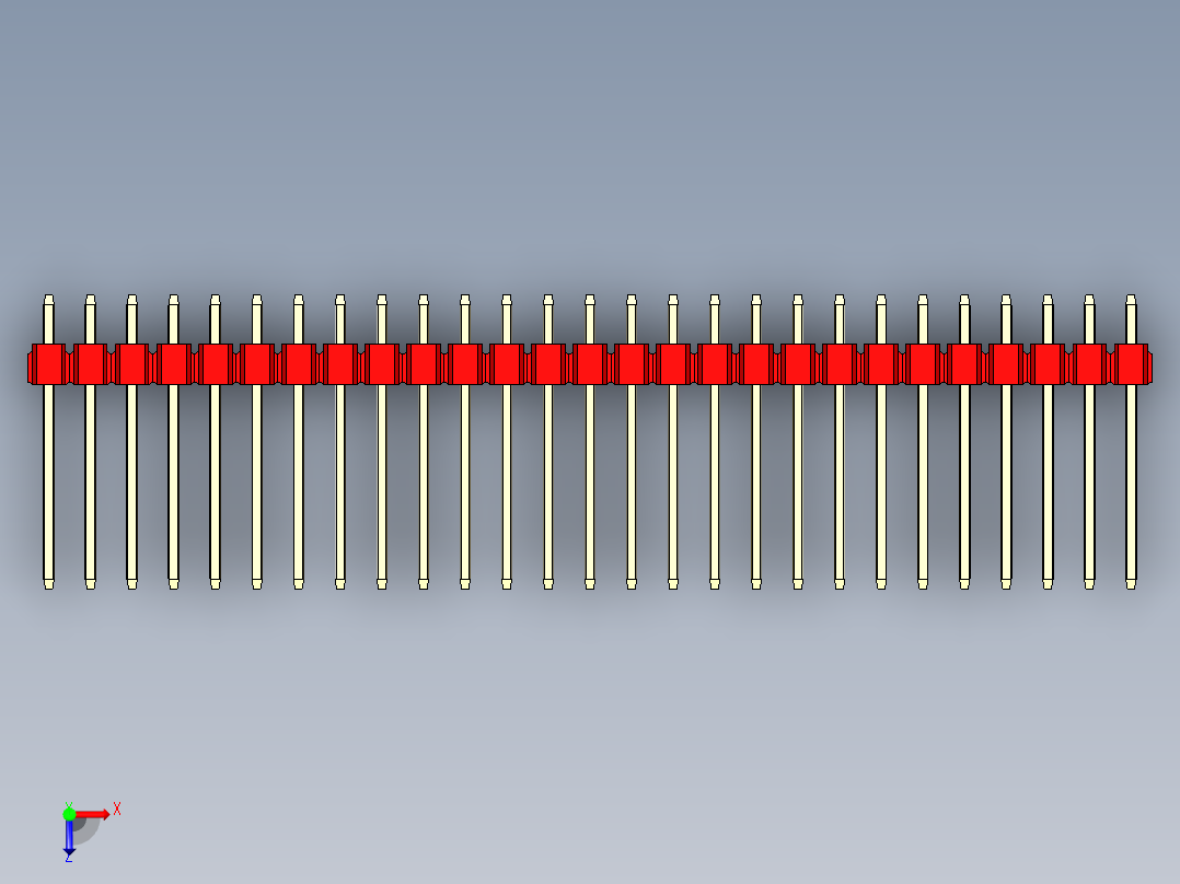 彩色公头100mil（2.54mm）系列-DS1021_red_2x27p_100mil_Type5_rev1.0俯视图