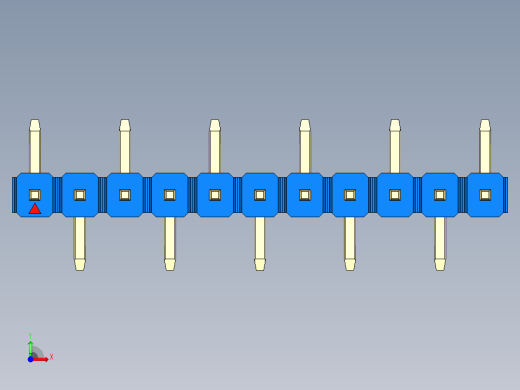 彩色公排针 100mil 2.54mm 系列-DS1022_blue_11p_100mil_Type_SMT_R1_rev1.0前视缩略图