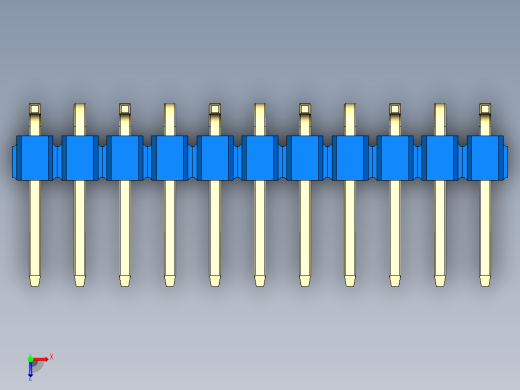 彩色公排针 100mil 2.54mm 系列-DS1022_blue_11p_100mil_Type_SMT_R1_rev1.0俯视缩略图