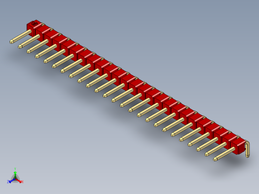 彩色公排针 100mil 2.54mm 系列-DS1022_red_1x25p_100mil_TypeD_rev1.0