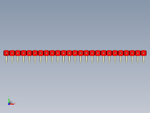 彩色公排针 100mil 2.54mm 系列-DS1022_red_1x25p_100mil_TypeD_rev1.0前视缩略图