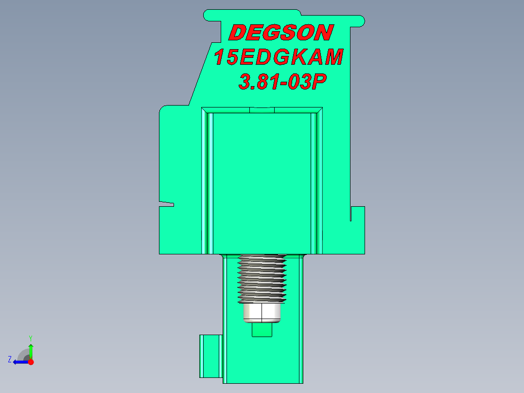DEGSON 15EDG（公头） 3.81mm 螺钉锁紧，插拔式接线端子 FullPack-15EDGKAM-3.81-03P-14-00AH右视图