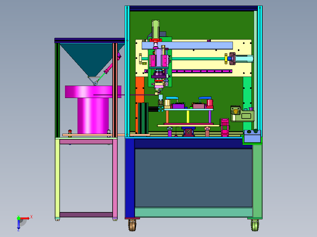 塑料产品金属卡扣的扣合设备俯视图