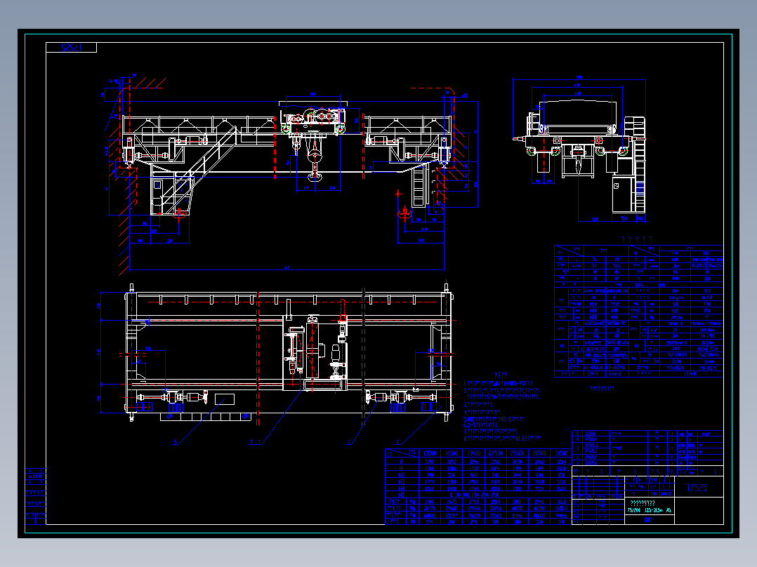 QD型吊钩桥式起重机总图CAD图纸