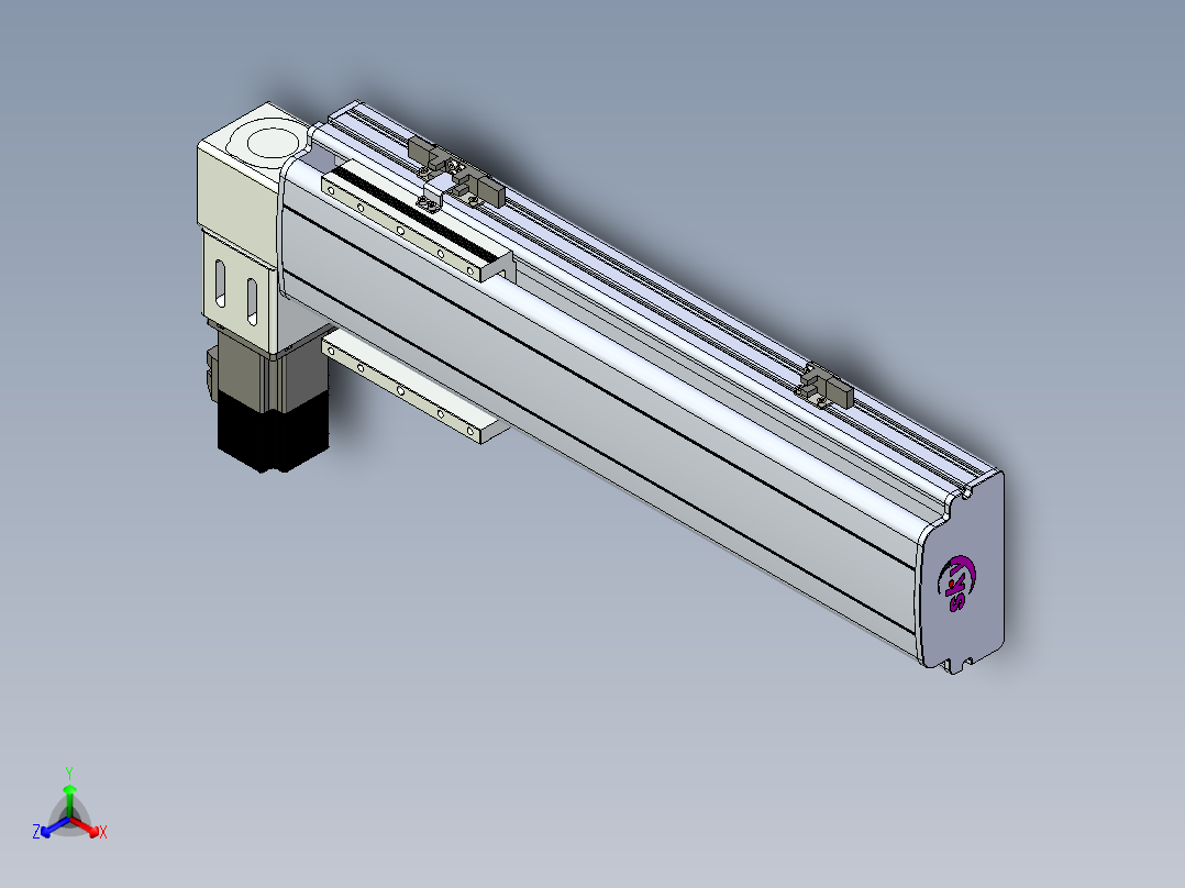 同步带滑台-半封闭B13-L90-S300-L-P40-D3正等轴测图