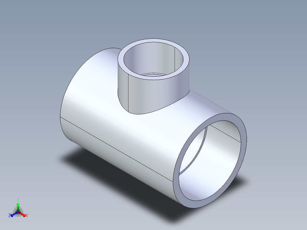 聚氯乙烯配件02-Sch80_ReducingTee_SxSxS_801-338_3.5in x 2in主视图