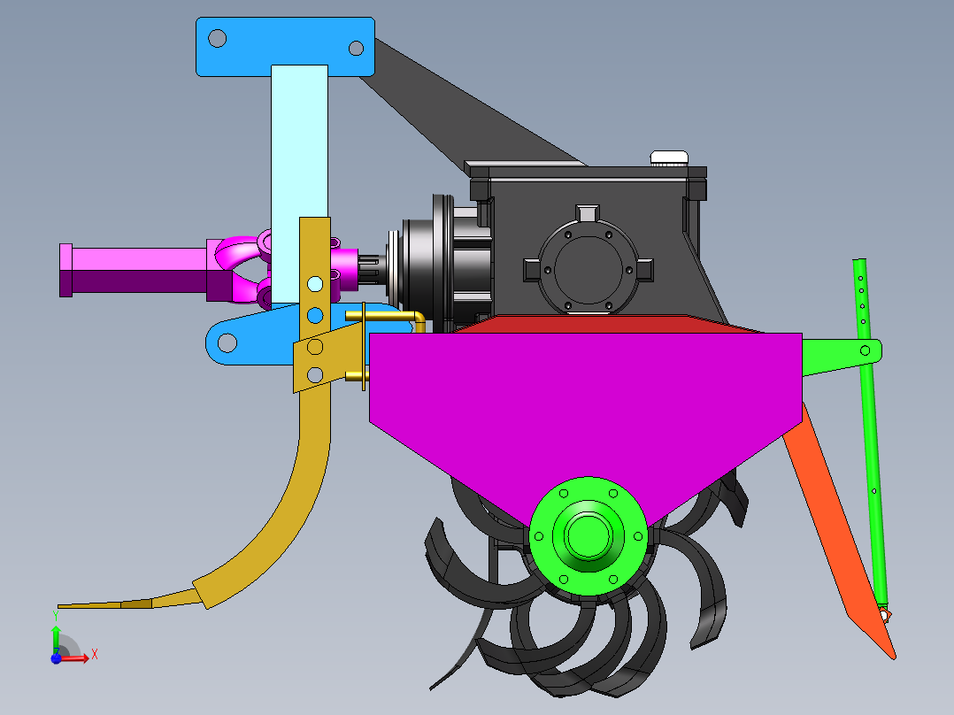 基于SW旋耕深松机设计前视图