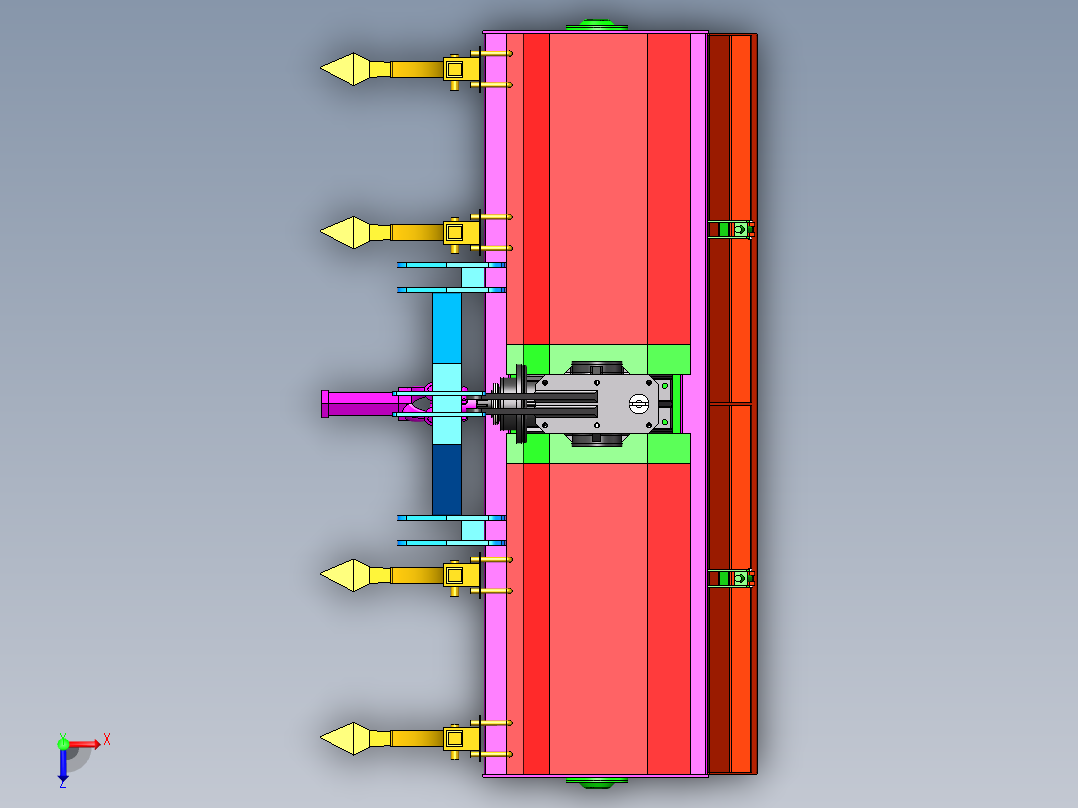 基于SW旋耕深松机设计俯视图