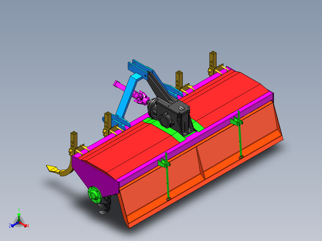 基于SW旋耕深松机设计正等轴测图