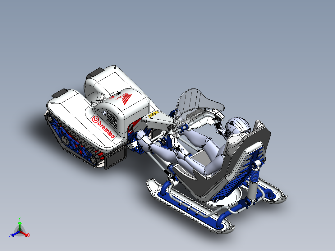 雪地漂移履带车正等轴测图