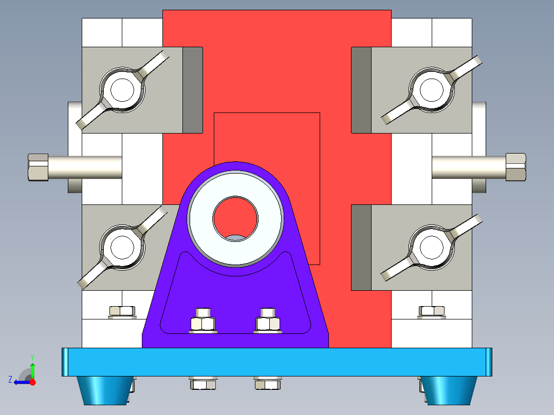 双支撑镗床夹具教学模型含三维+CAD右视图