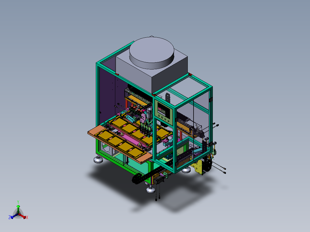 自动摆盘机（sw19可编辑+bom）正等轴测图