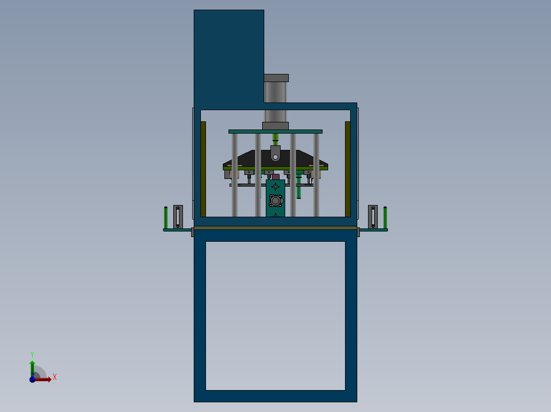 AL头道D条定长打孔一体机（sw18可编辑+工程图）前视图