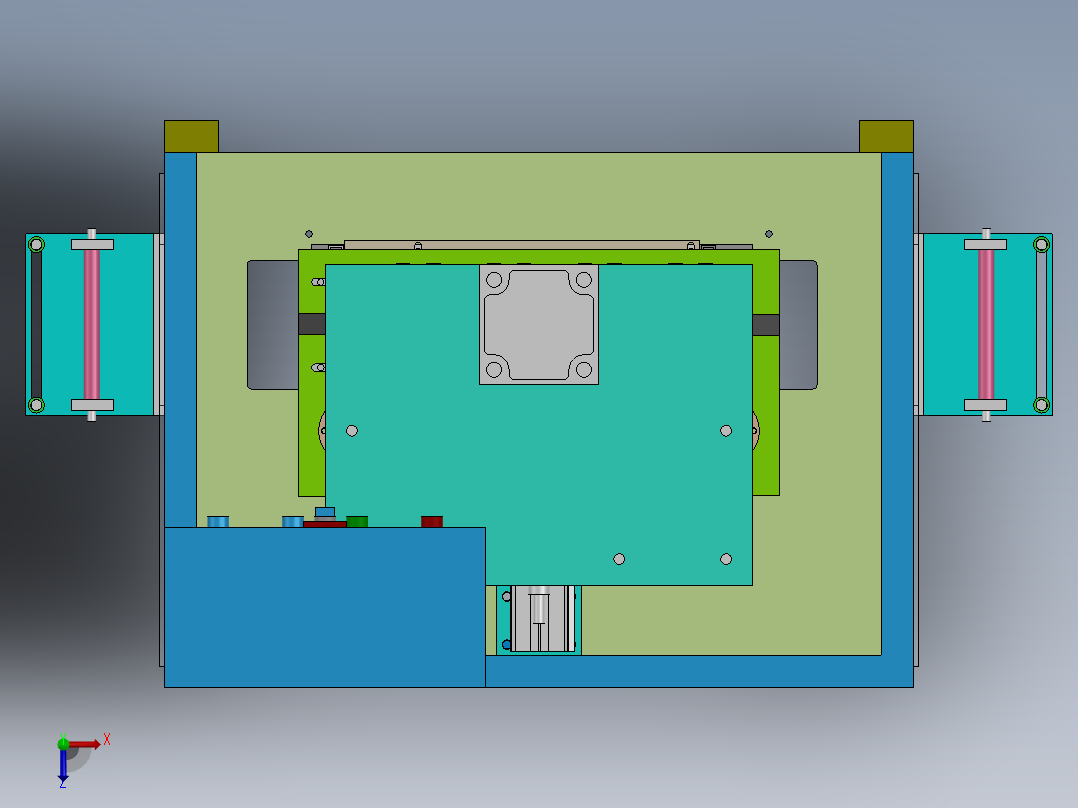 AL头道D条定长打孔一体机（sw18可编辑+工程图）俯视图
