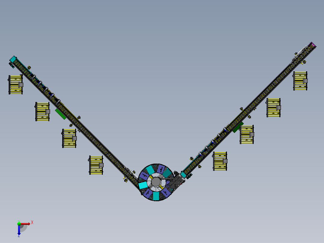 自动升降环形动力生产称重线sw17可编辑俯视图