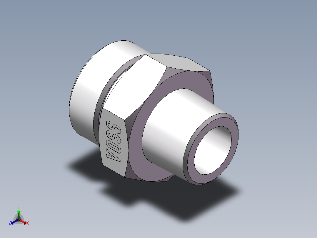 英制锥管螺纹直接头、1DT-36-12SP正等轴测图