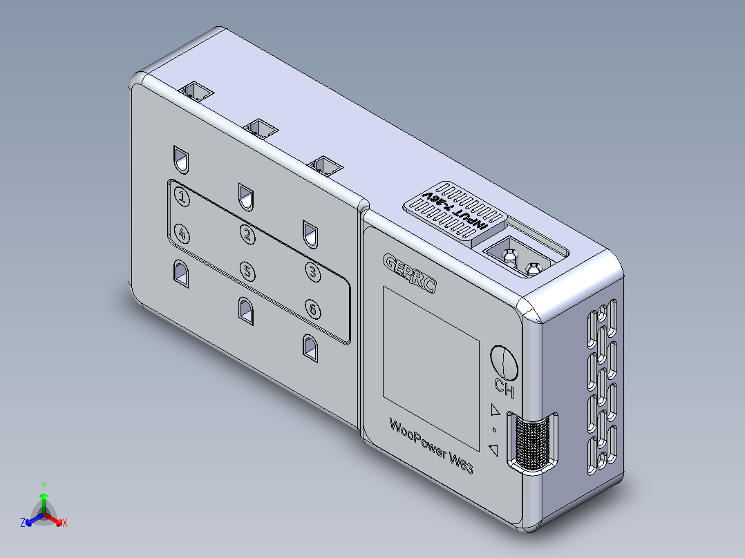 GEPRC WooPower W63 1s 充电器正等轴测图