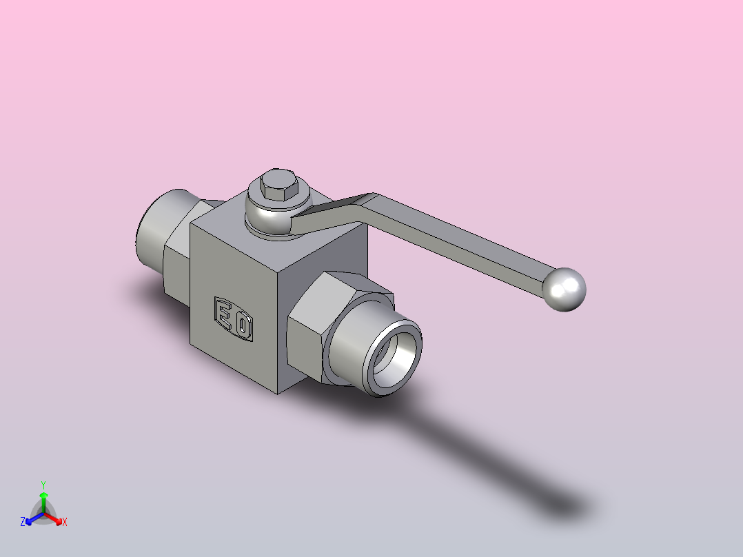 EO标准液压接头二通球阀钢制KH12SX正等轴测图