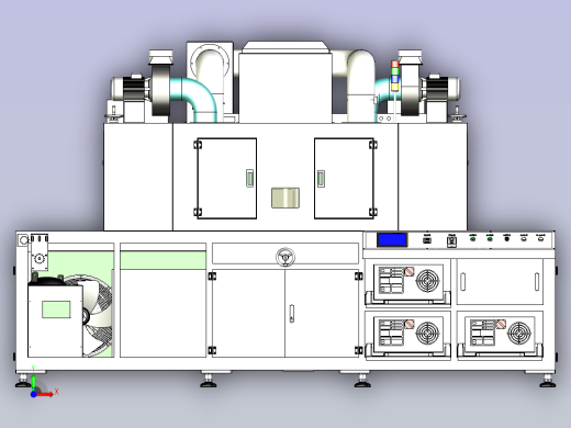 三灯UV固化机3D图纸前视缩略图