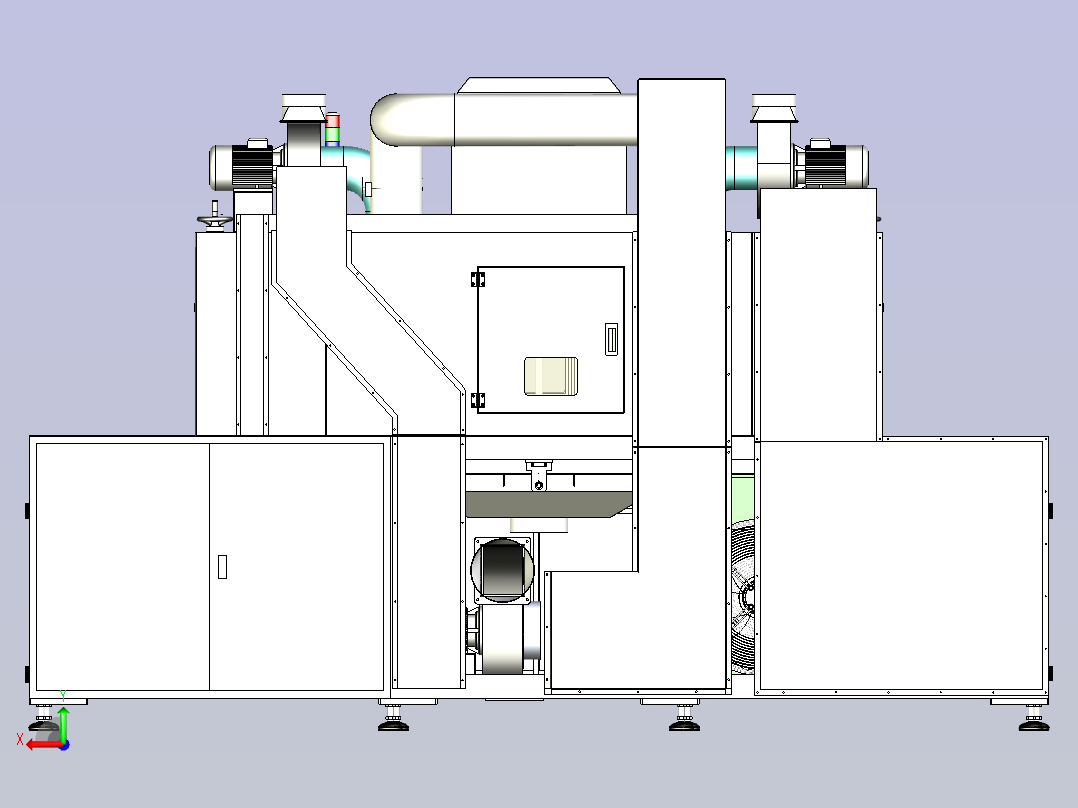 三灯UV固化机3D图纸后视图