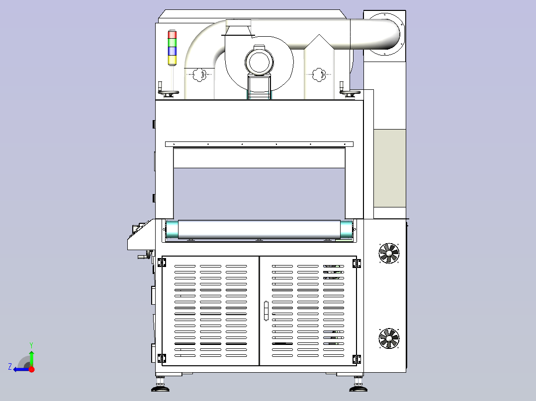 三灯UV固化机3D图纸右视图