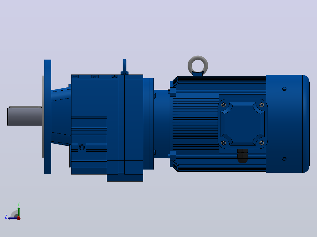 RF77法兰轴伸式安装斜齿轮减速机RF77-YVB2.2-4P-100-M1-0°-Φ250右视图