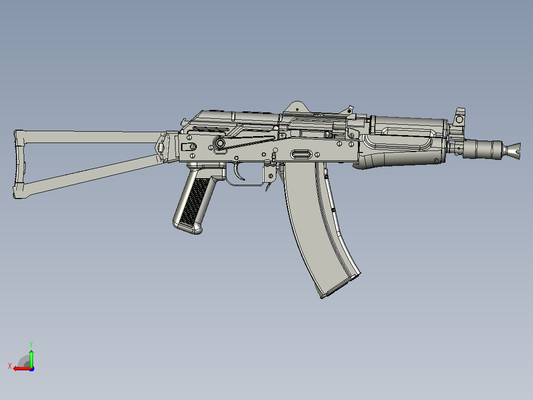 AK-74U冲锋枪后视图