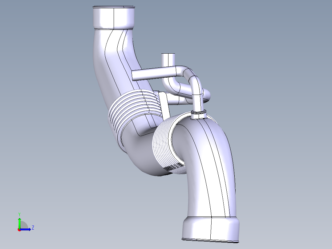 空滤器旁支管总成左视图