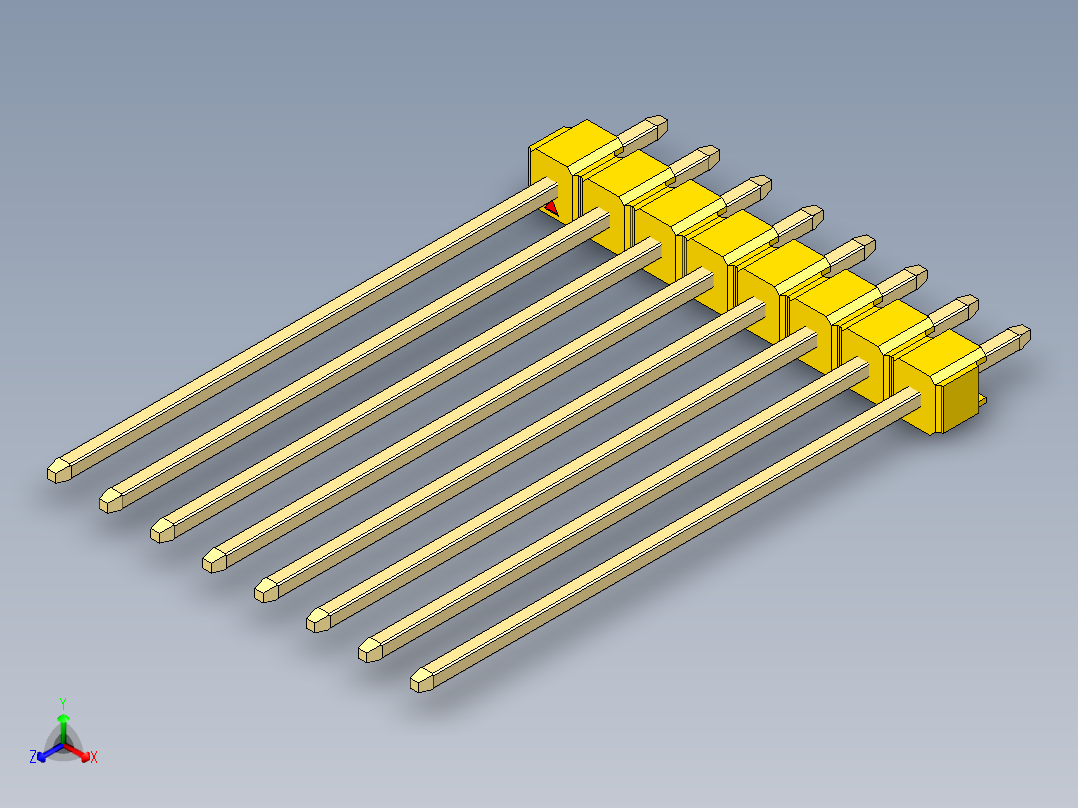 彩色公头100mil（2.54mm）系列-DS1021_yellow_1x08p_100mil_Type43_rev1.0主视图