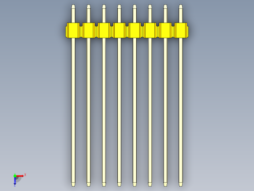 彩色公头100mil（2.54mm）系列-DS1021_yellow_1x08p_100mil_Type43_rev1.0俯视缩略图