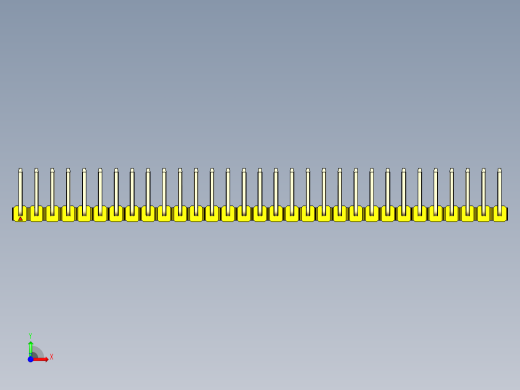 彩色公排针 100mil 2.54mm 系列-DS1022_yellow_31p_100mil_TypeU_rev1.0前视缩略图