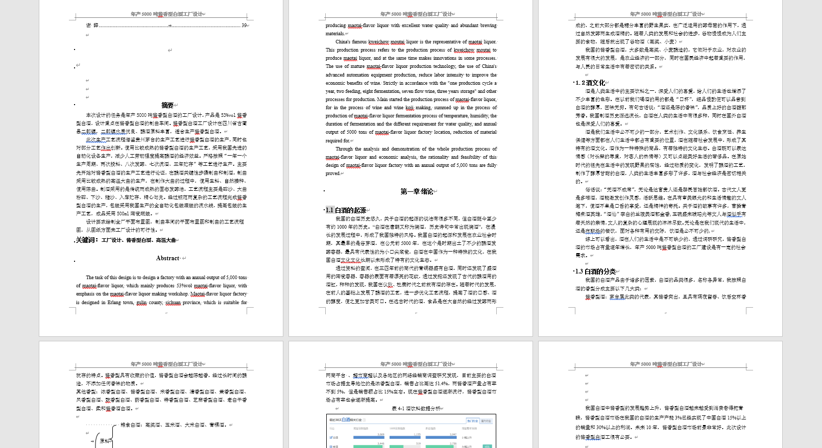 E1323-年产5000吨酱香型白酒工厂设计CAD+说明书