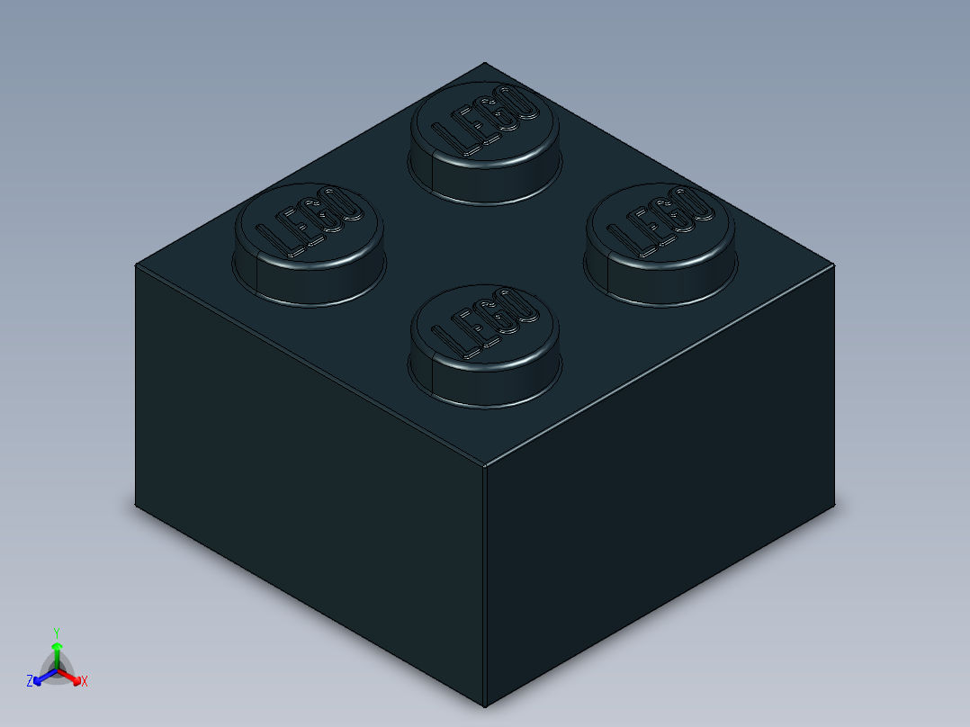 乐高套装 4421基本积木-300326 Black Brick 2 x 2.STEP正等轴测图