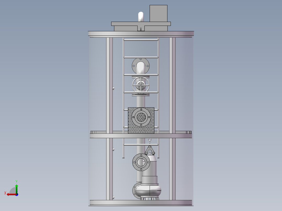 一体化泵站的设计【三维SolidWorks】后视图