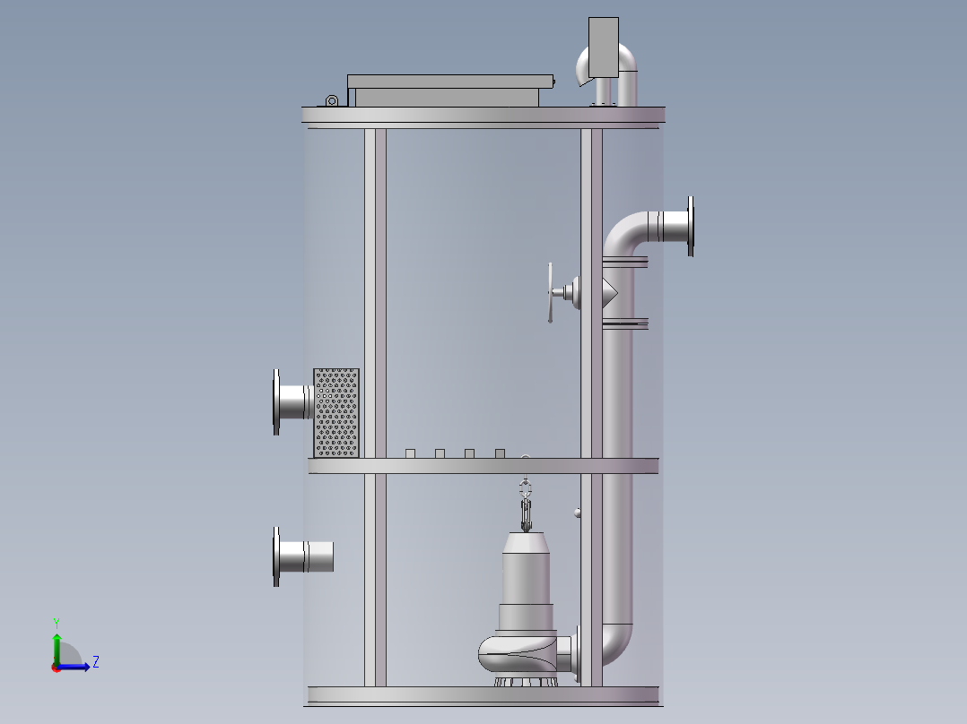 一体化泵站的设计【三维SolidWorks】左视图