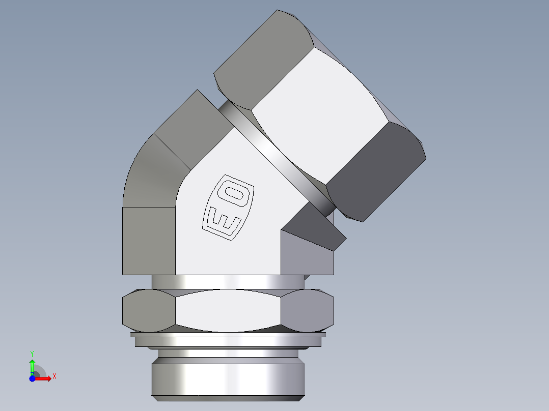 卡套式工业通用硬管接头EO_Adjustable_locknut_45_deg_elbow_VEE30ZSRCF前视图