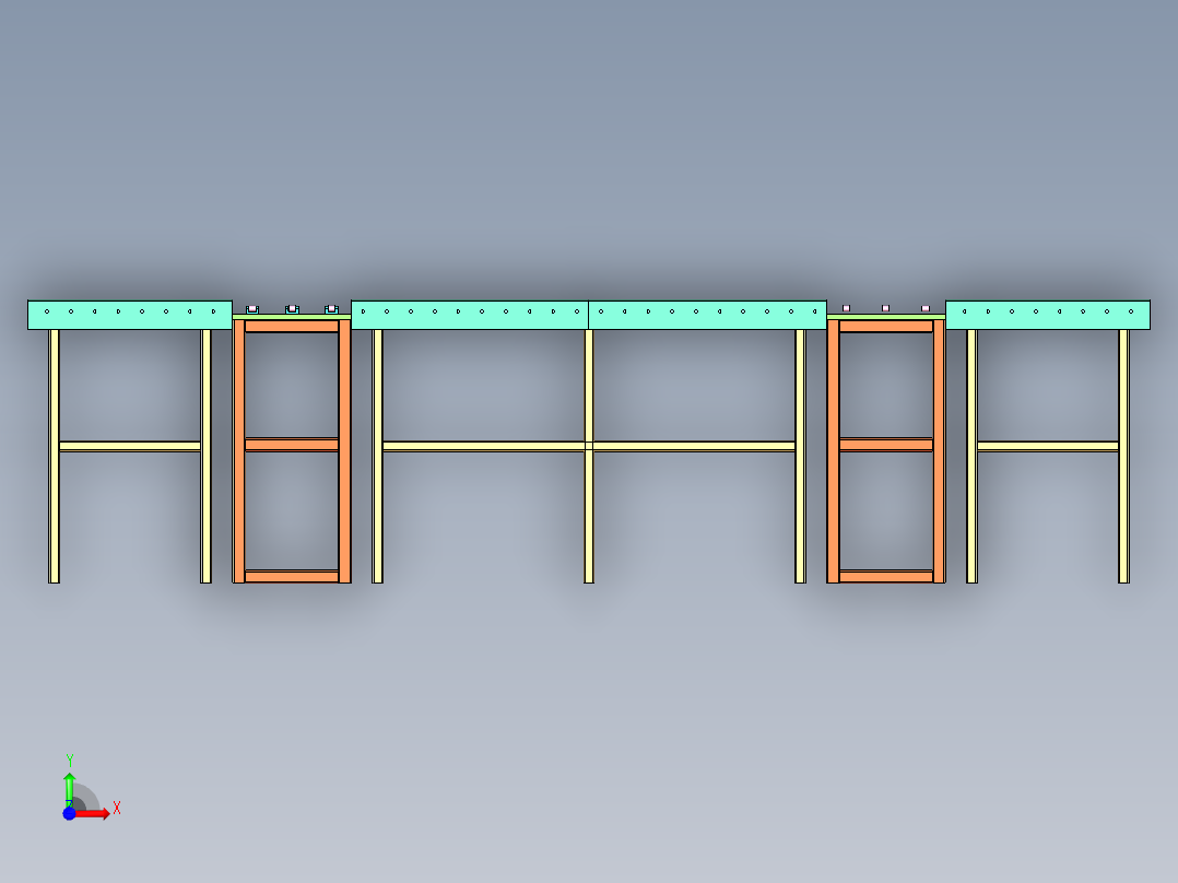 无动力滚筒输送线前视图