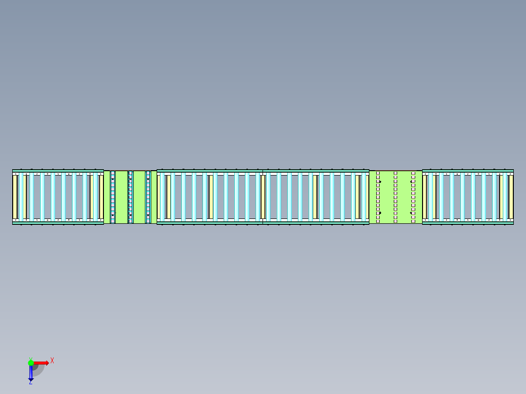 无动力滚筒输送线俯视图