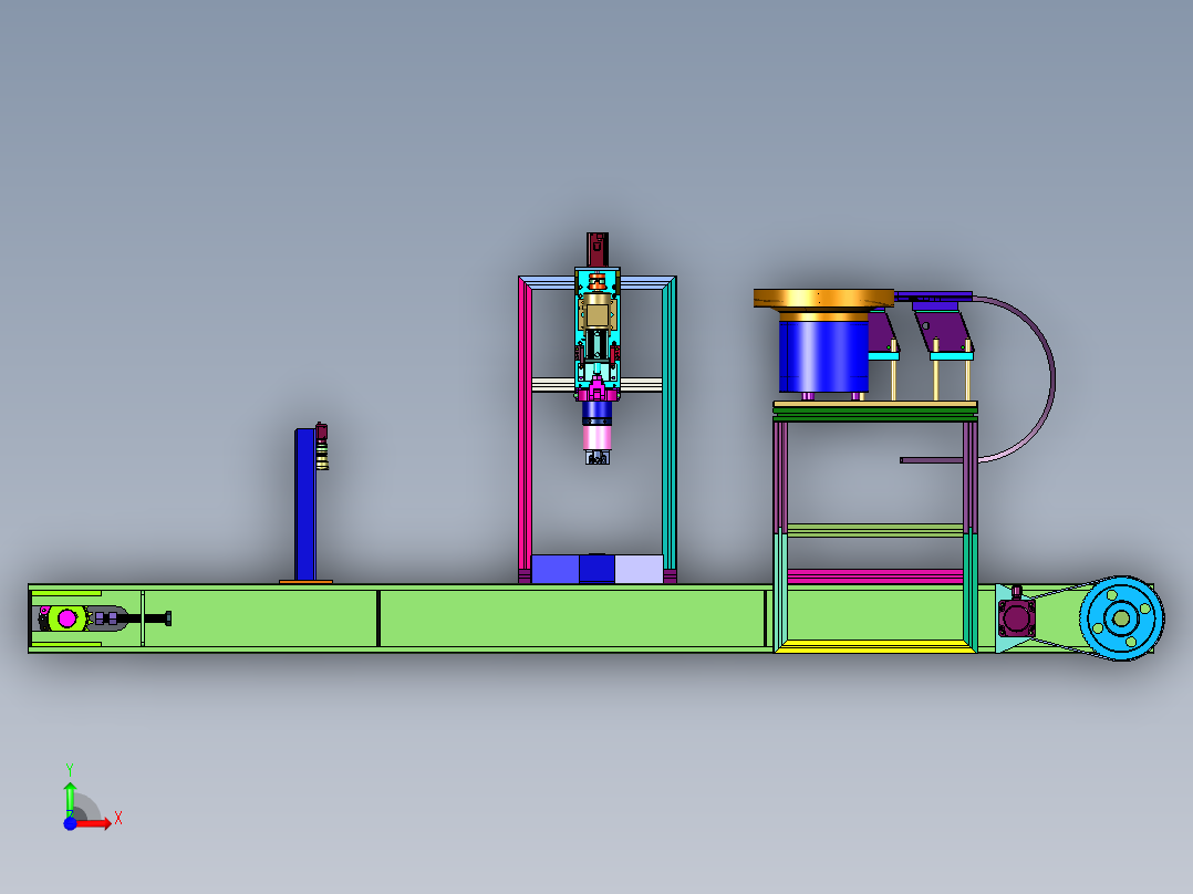 饮料加工用可定位的拧瓶盖装置前视图