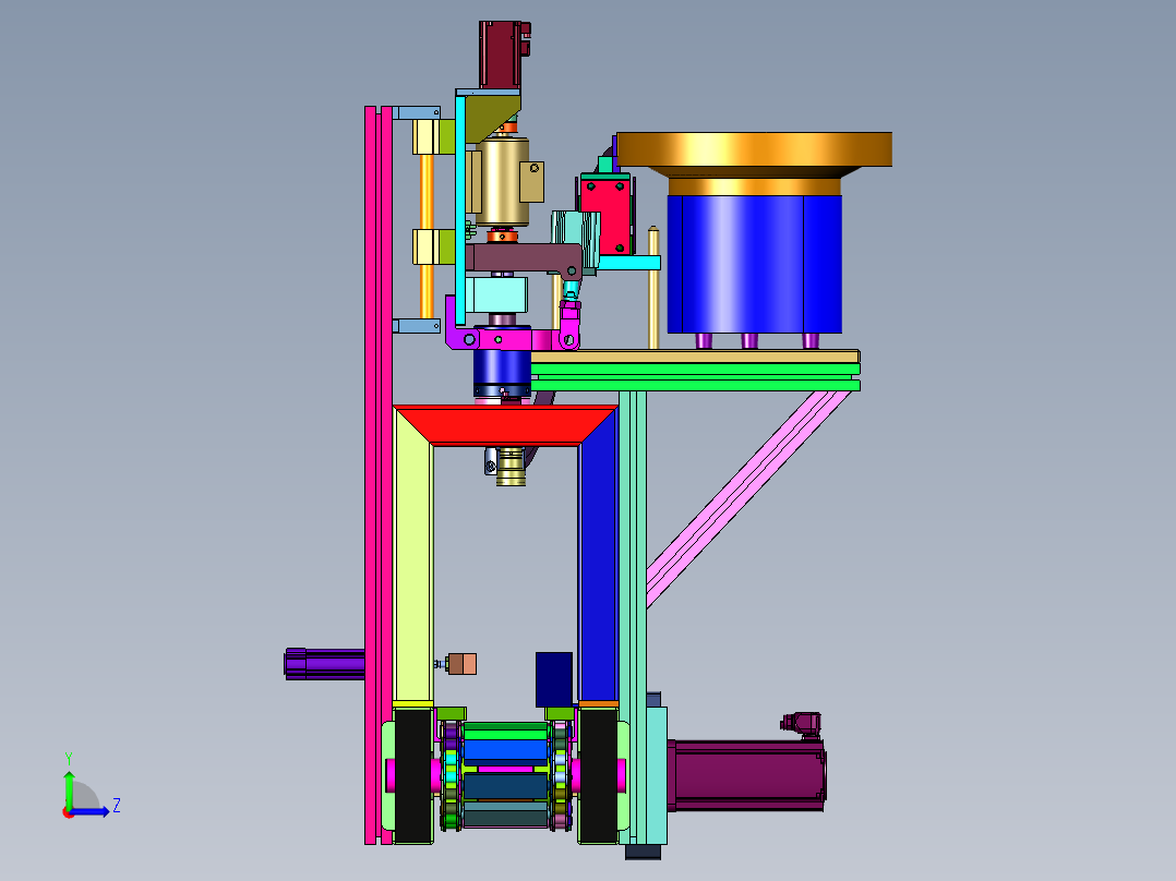 饮料加工用可定位的拧瓶盖装置左视图
